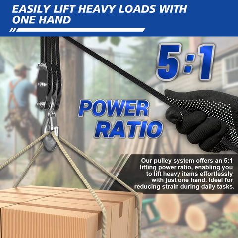 SALIFTFE upgraded 3-wheel pulley with top and bottom bearings for smooth lifts.