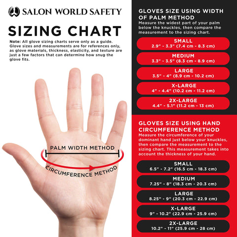 Salon World Safety gloves 5 mil thickness for added durability.