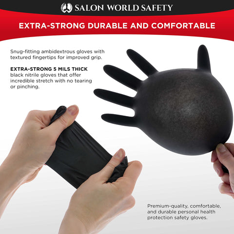 Salon World Safety latex-free gloves ideal for users with latex allergies.