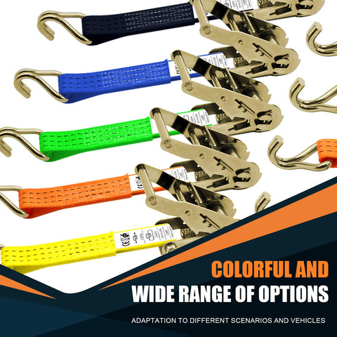 SALUINOKI 8-pack ratchet straps ready for multiple tie-downs