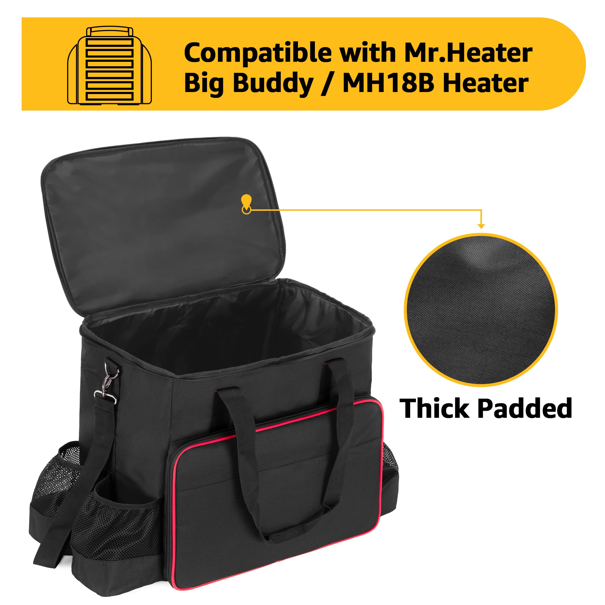 Samdew big heater carry bag open lid for easy insertion of the heater