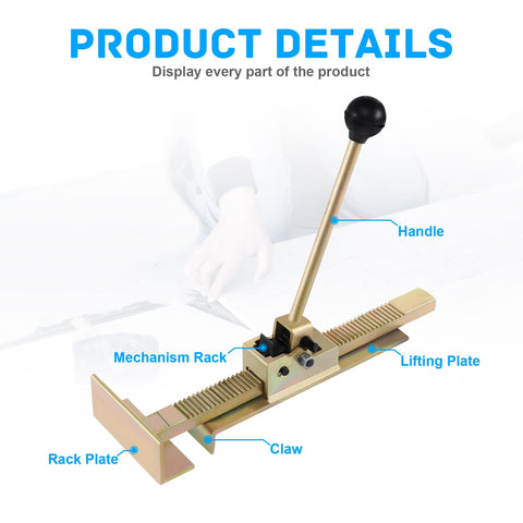 Samger Cast Steel Flooring Jack in use for fast, accurate installs.