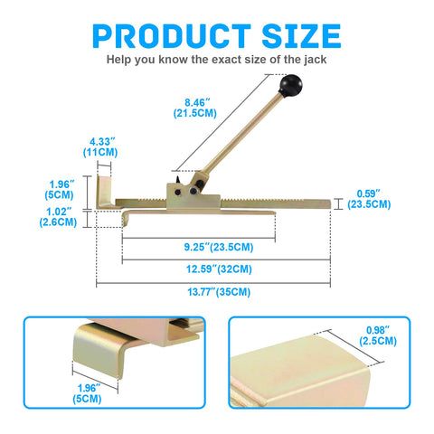 Samger Cast Steel Flooring Jack works with hardwood and tile floors.