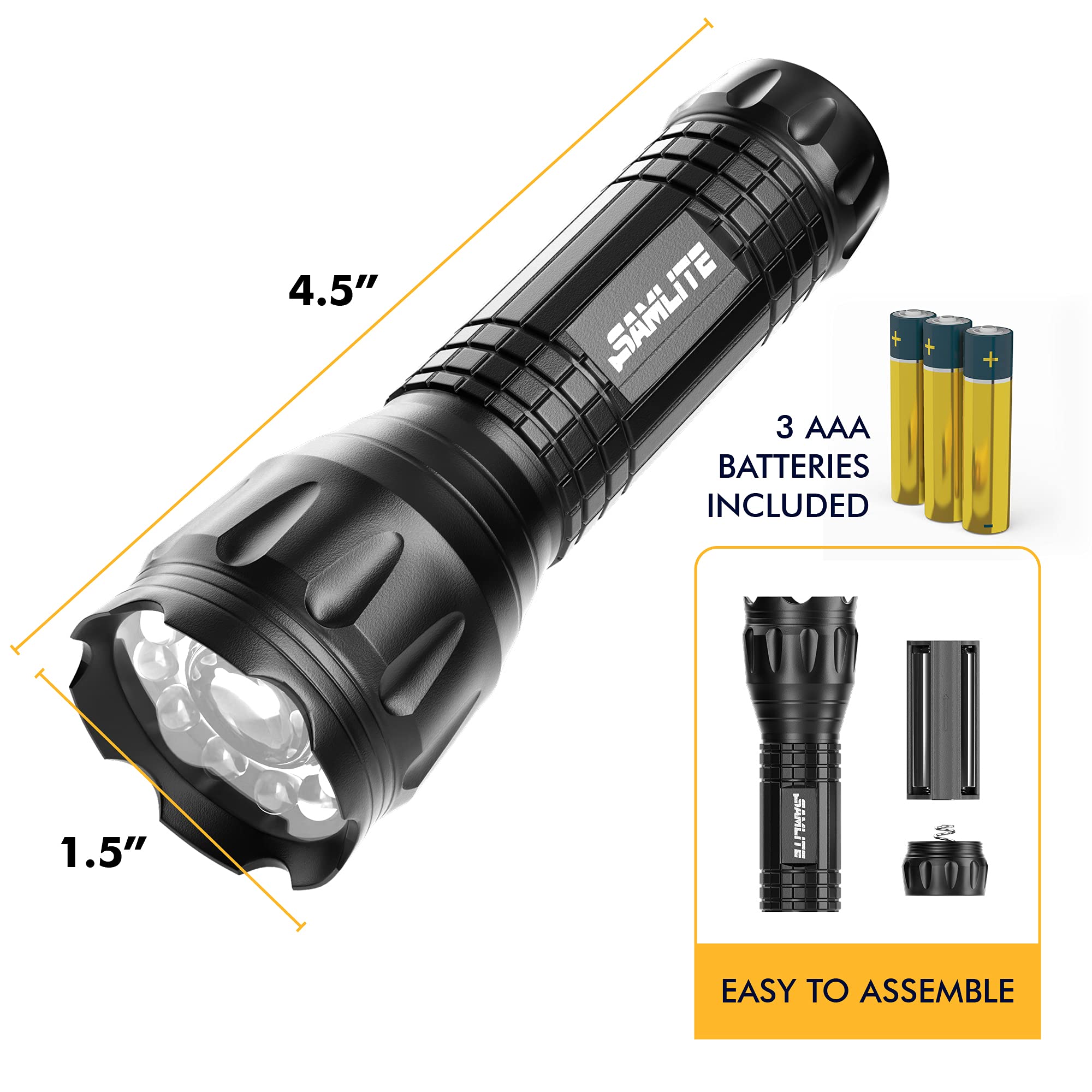 SAMLITE LED with green light enhances night visibility for outdoor use.