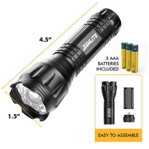SAMLITE LED with green light enhances night visibility for outdoor use.