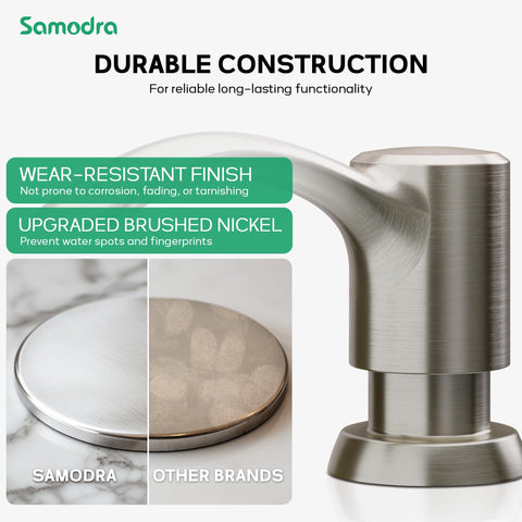 SAMODRA 360-degree rotation enables dispensing from any side of the sink.