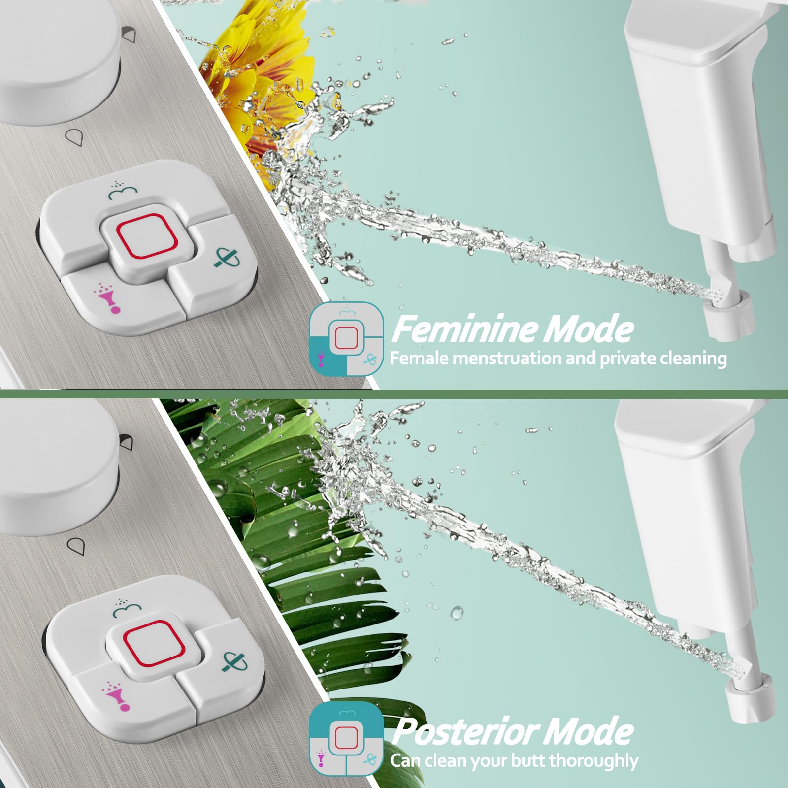 SAMODRA bidet attachment rear nozzle view for thorough cleansing.