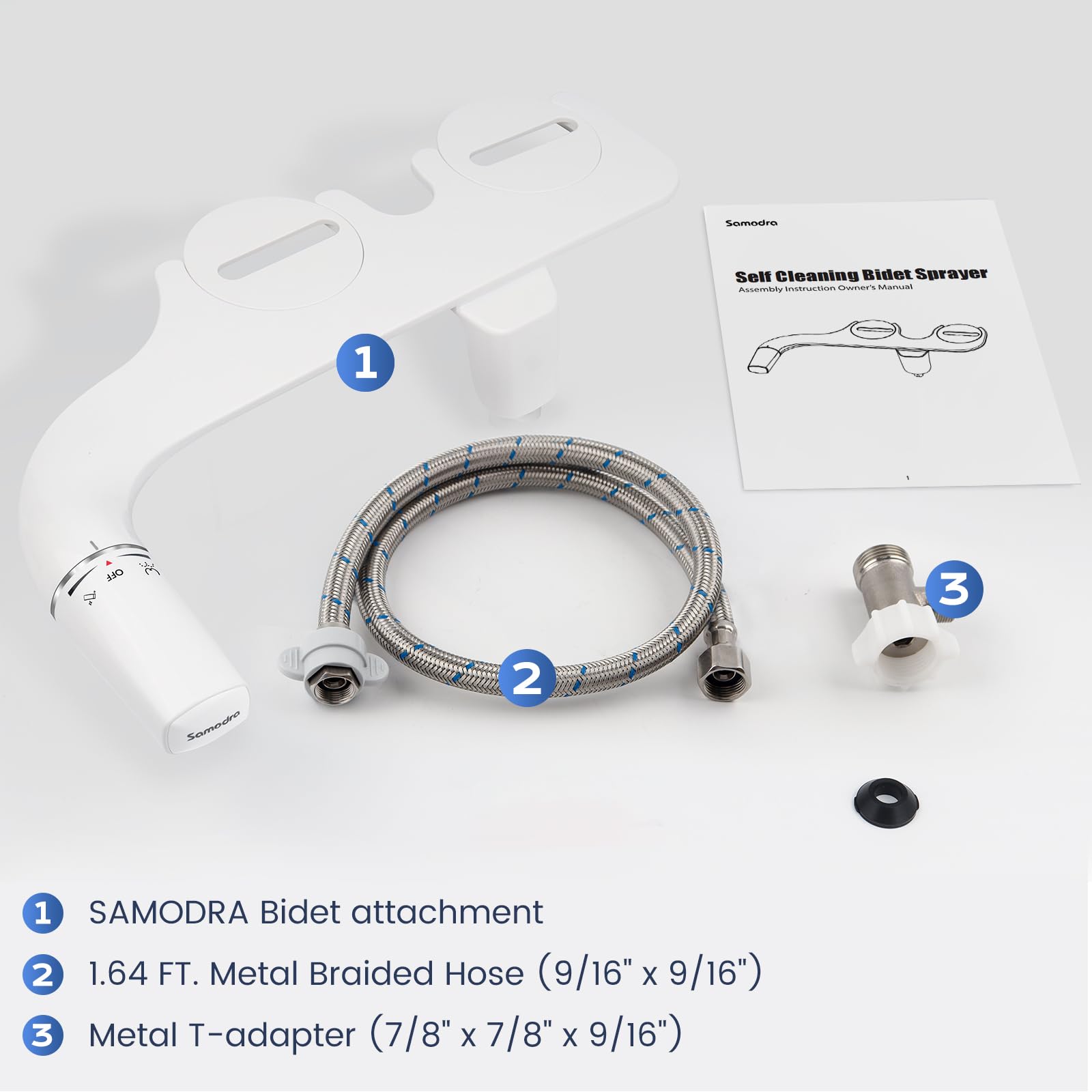 SAMODRA Ultra-Slim Bidet easy installation guide shows quick setup steps