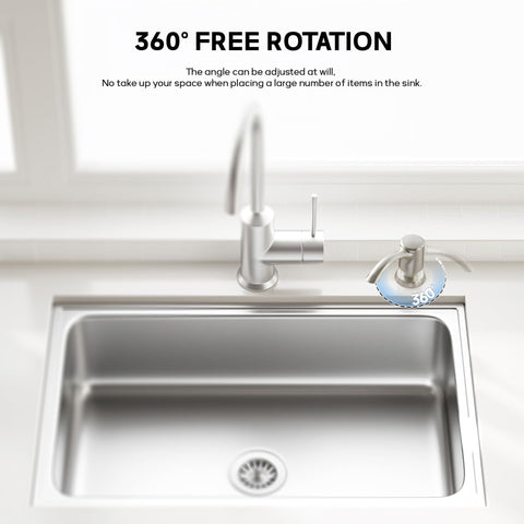 SAMODRA built-in soap dispenser with 360-degree swivel for easy dispensing from any angle