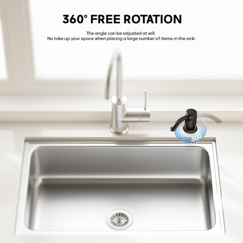 SAMODRA dispenser with 39-inch extension tube enabling easy, mess-free refills.