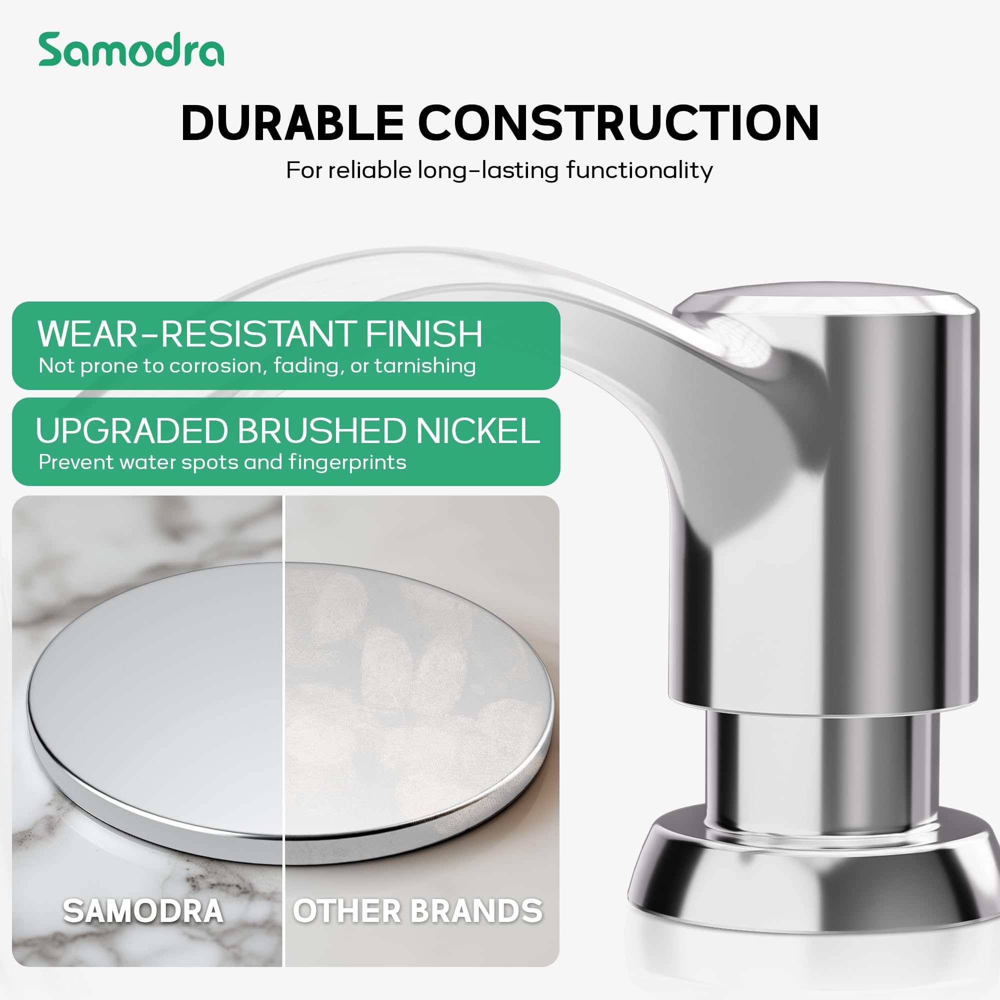 SAMODRA durable ABS plastic finish for long-lasting sink compatibility