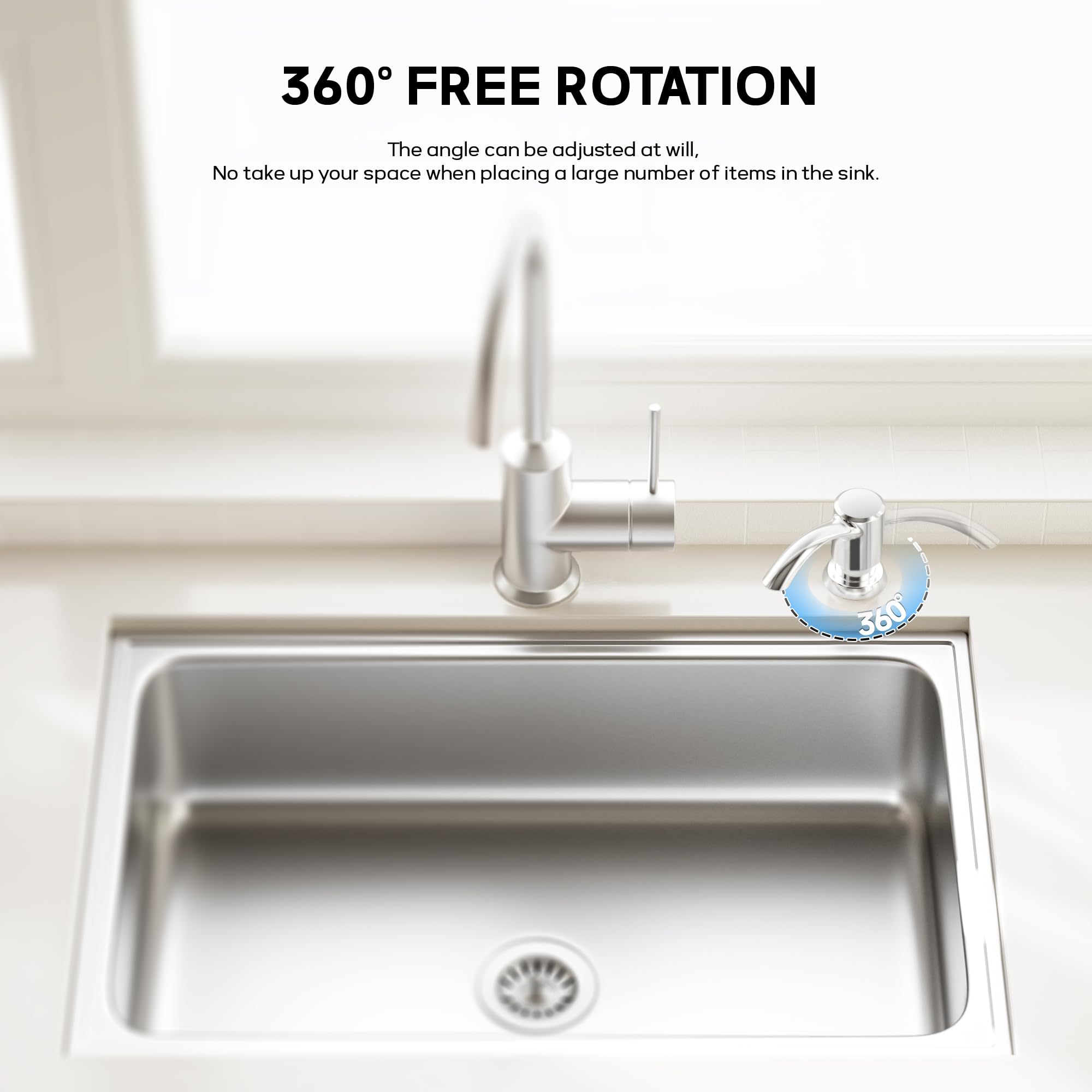 SAMODRA chrome finish dispenser close-up—durable ABS construction and rust resistance