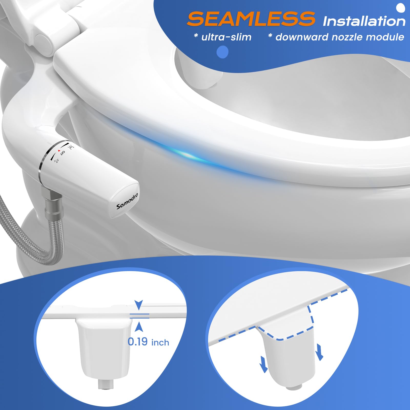 SAMODRA Ultra-Slim Bidet nozzle-protection design prevents damage from external pressure