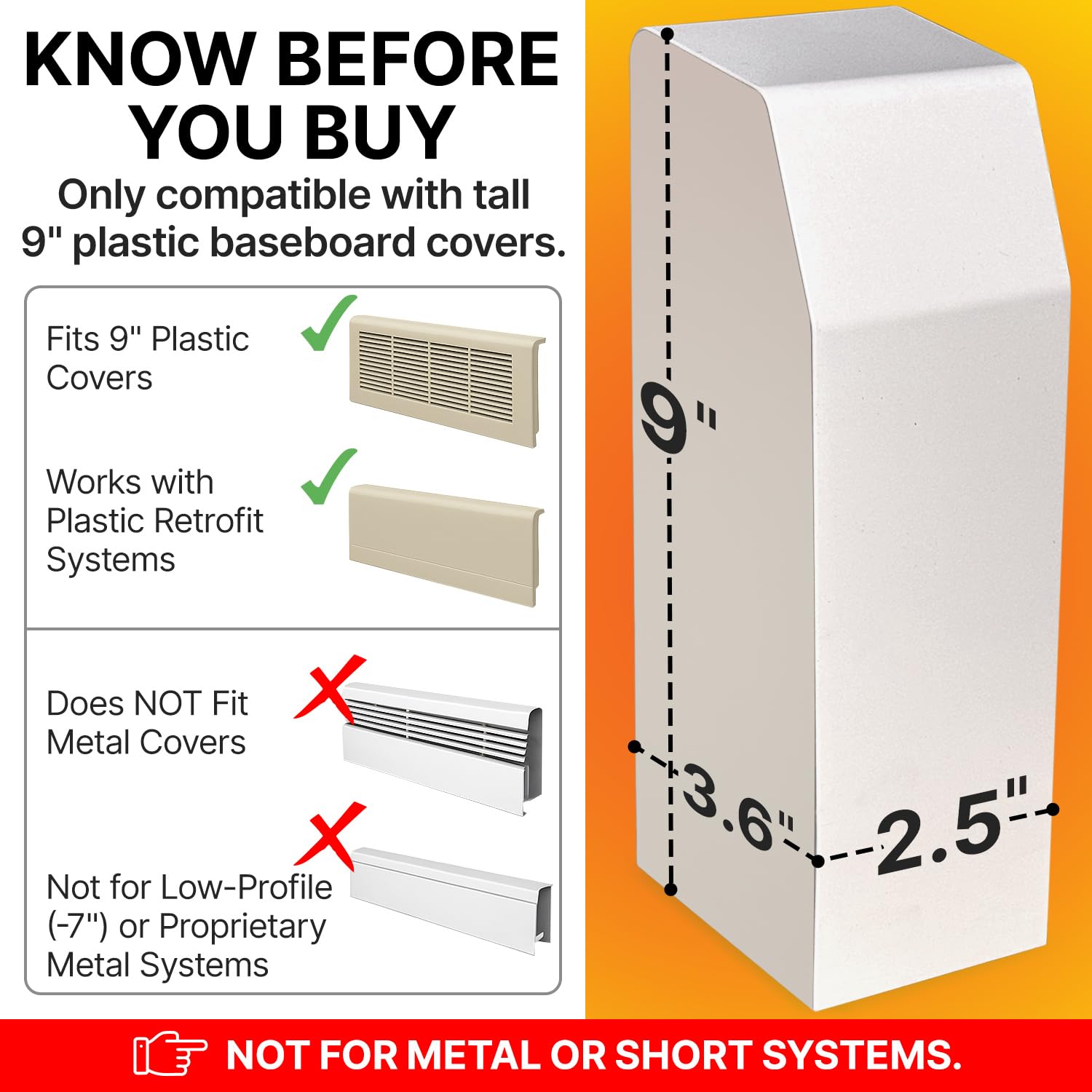 Samorillo durable plastic material highlights long-lasting use in heater installations.