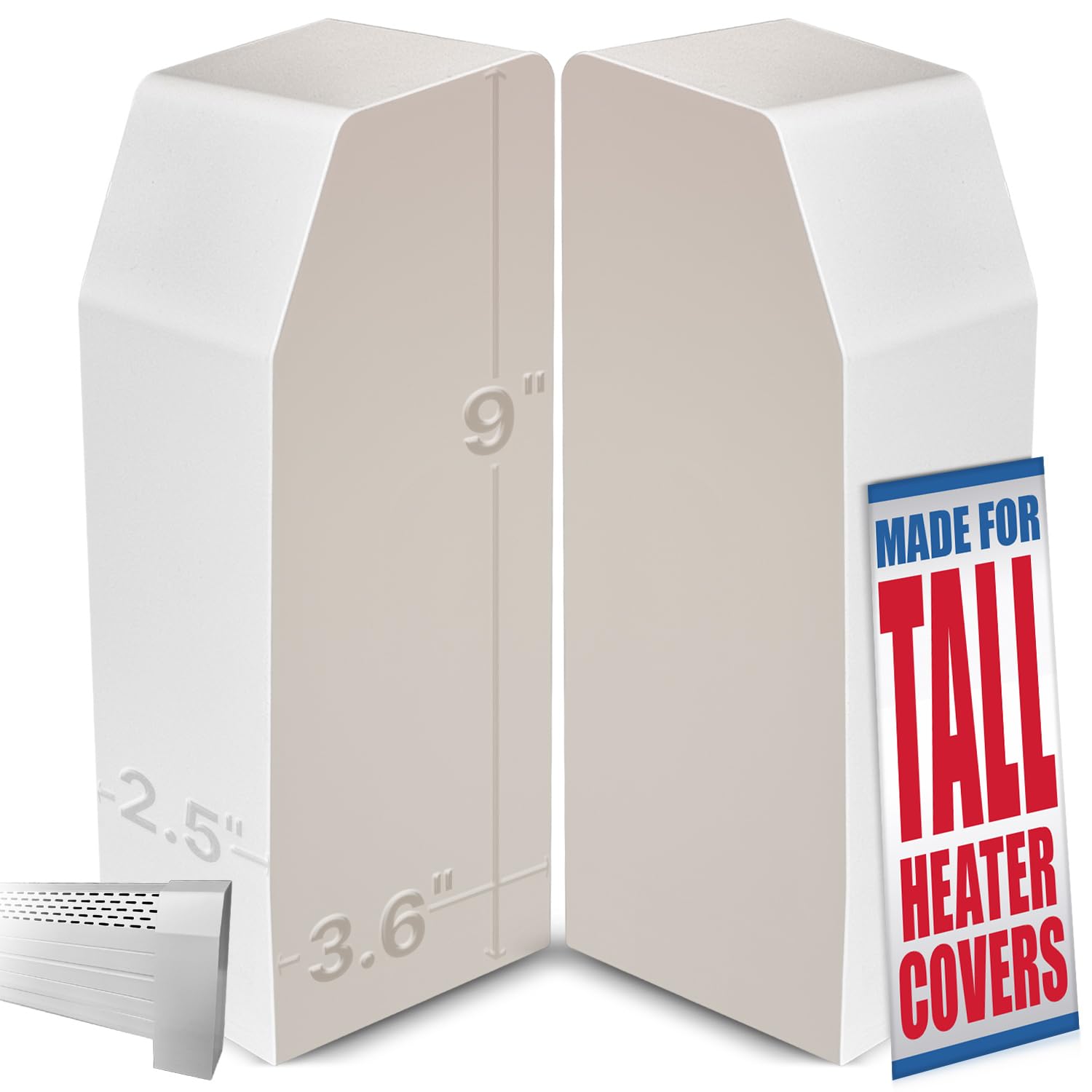 Samorillo tall end cap left secures a snug fit on oversized baseboard heaters.