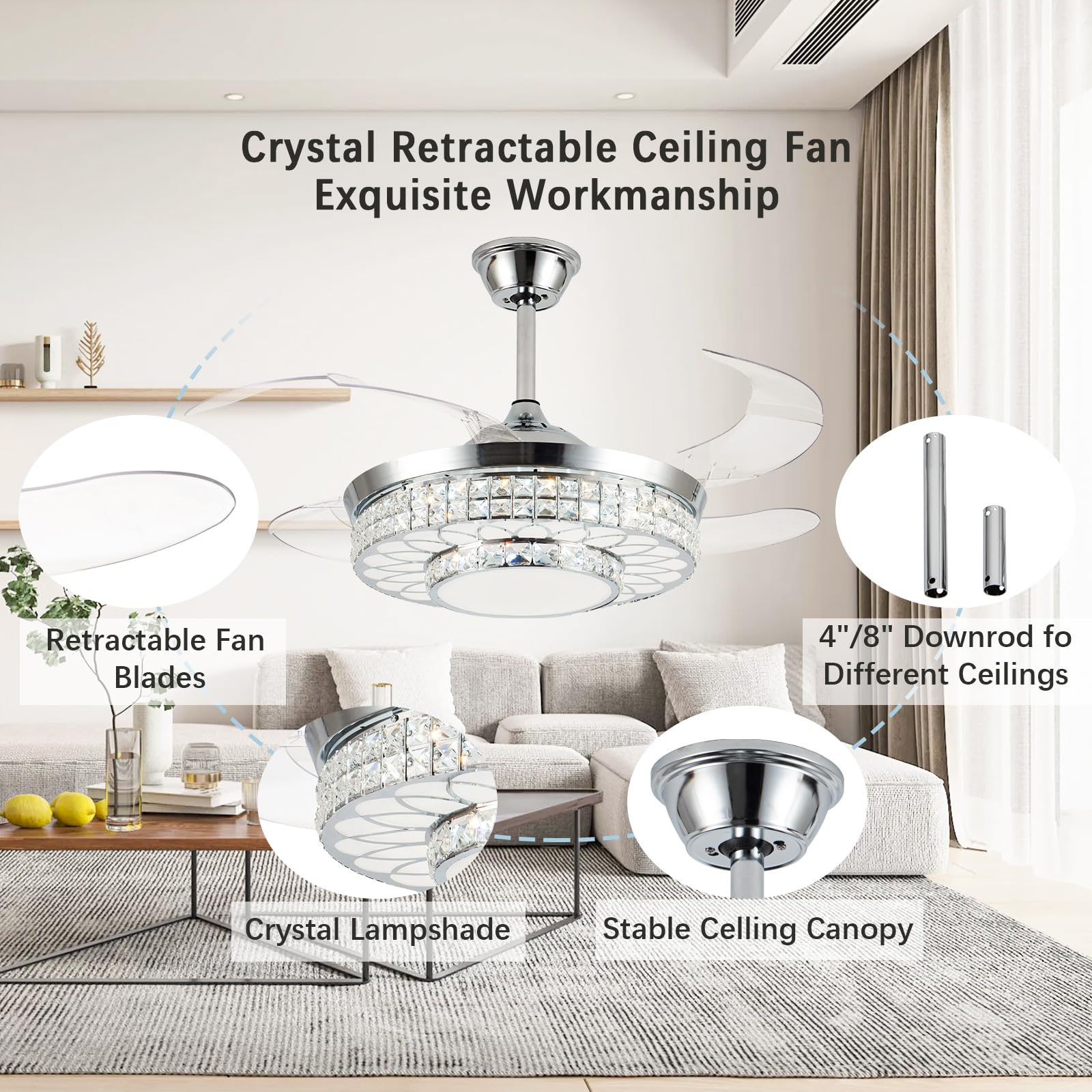 SAMPHON crystal fandelier LED light creates warm, inviting illumination.
