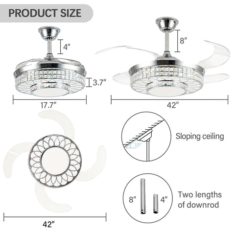 SAMPHON living room setup demonstrates elegant ceiling fan chandelier combination.