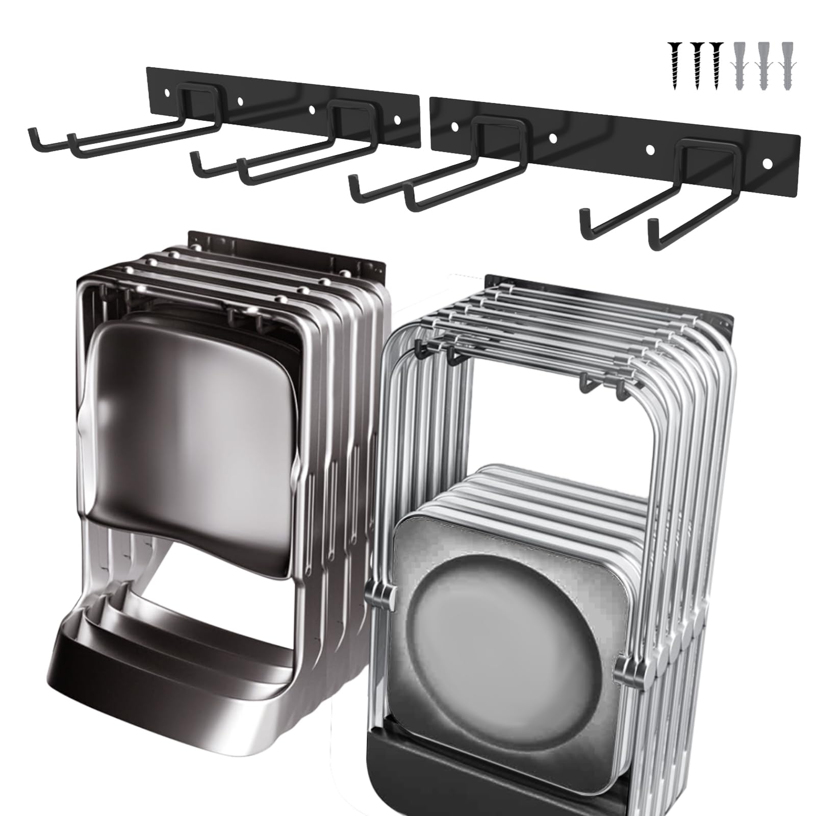 SAMRELAX 2pack folding chair hanger rails keep chairs organized and space-efficient.