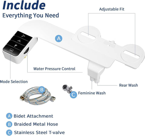 SAMSICHI bidet attachment easy installation fits most two-piece toilets.