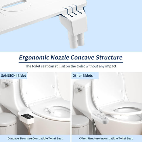 SAMSICHI bidet attachment retractable nozzle stays protected behind its door.