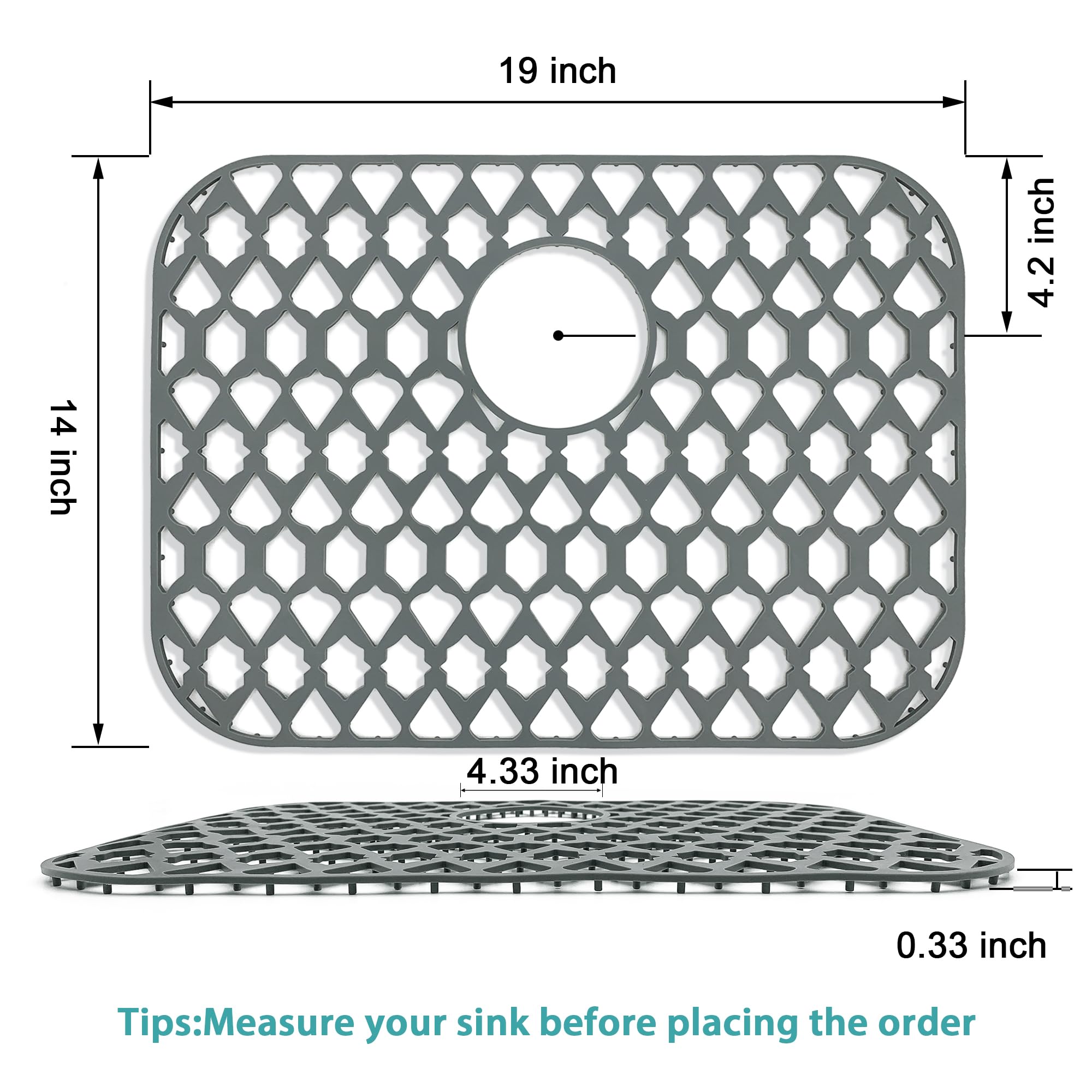Samsier non-slip sink mat with feet keeps dishes stable.