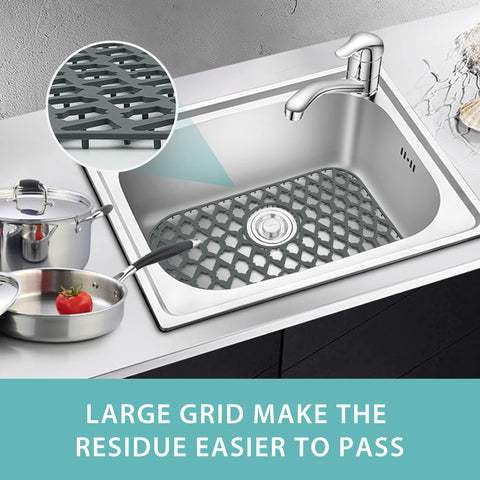 Samsier silicone sink mat bottom drain cover provides stable placement.