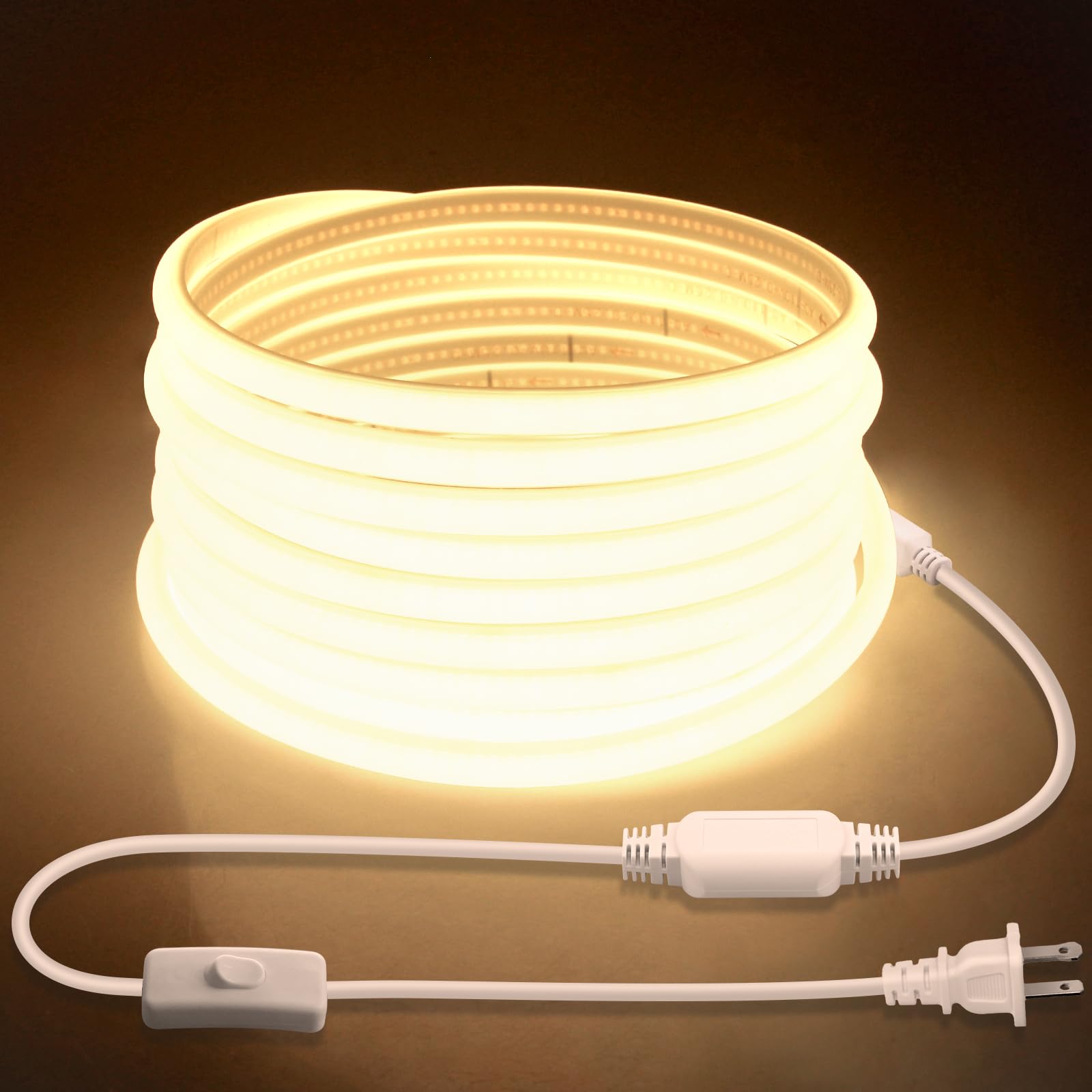 Samsion 10ft outdoor COB strip light with switch plug for versatile indoor/outdoor use