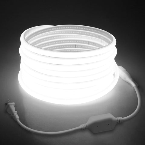 Samsion 5M COB LED strip outdoors, showcasing waterproof resilience for outdoor lighting