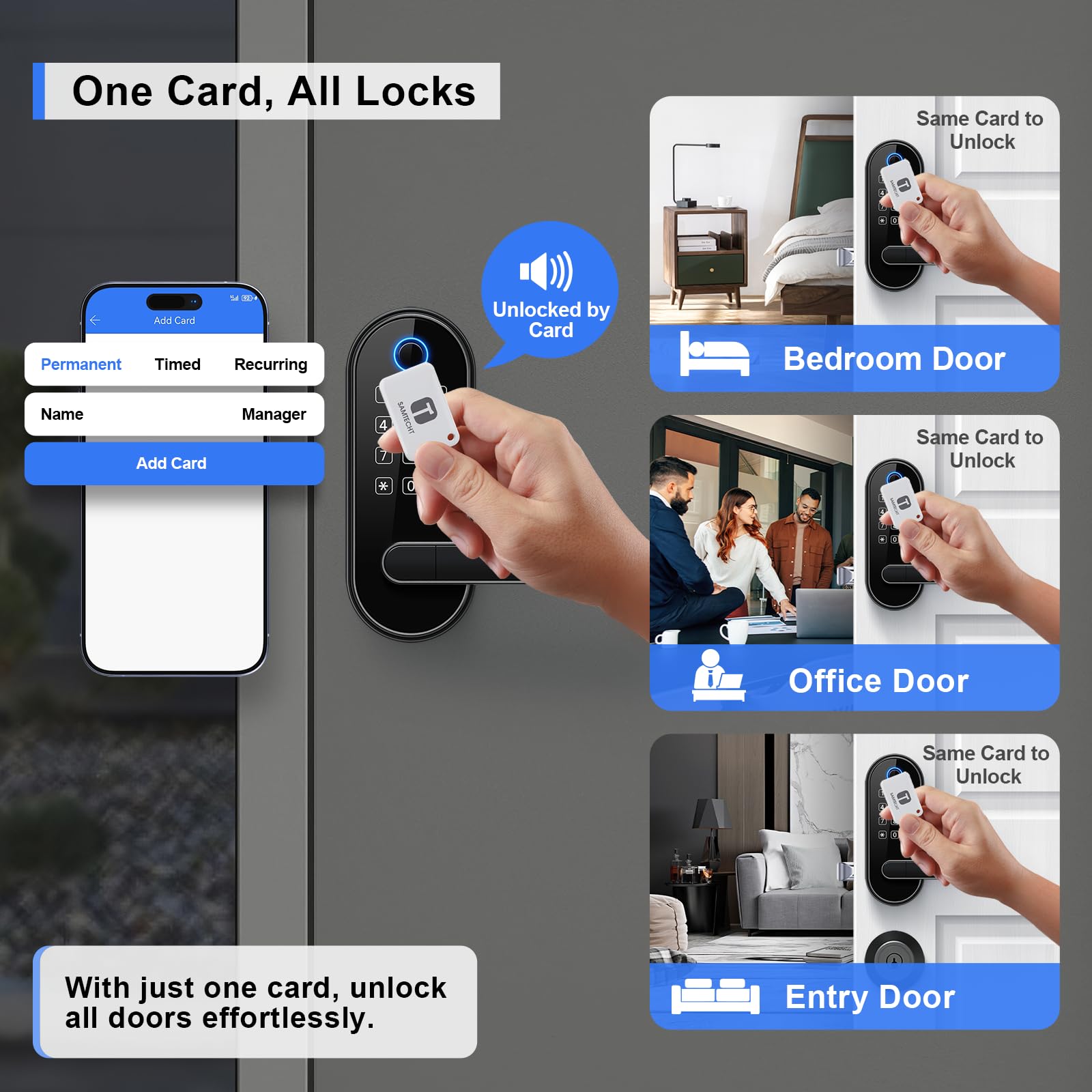 samtechT app control unlocks and codes from your phone.
