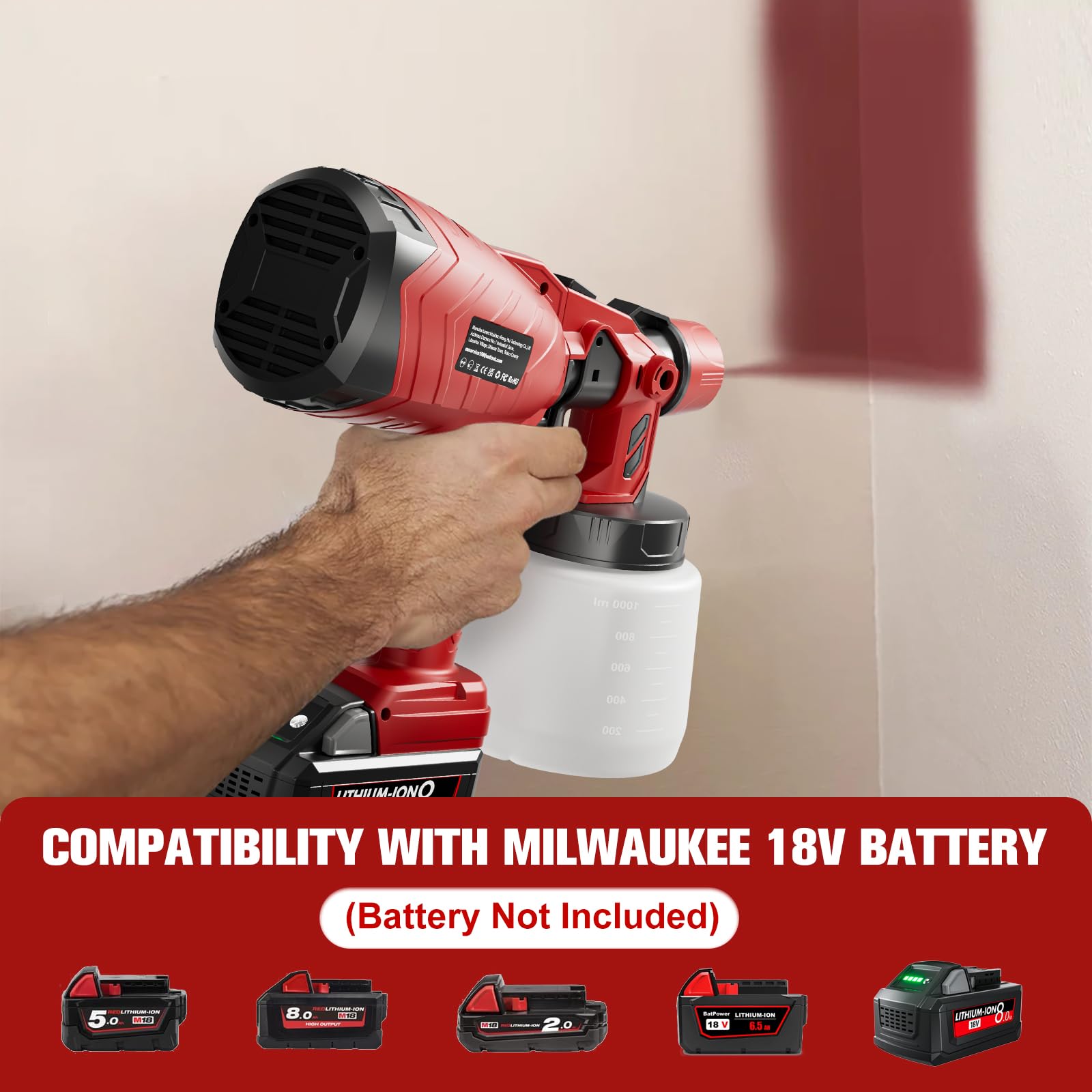 Samvinor cordless sprayer with 200W motor for efficient coatings.