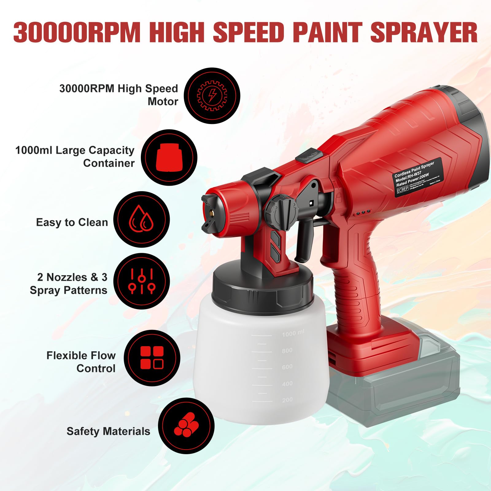 Samvinor spray sprayer with adjustable flow control to reduce waste.