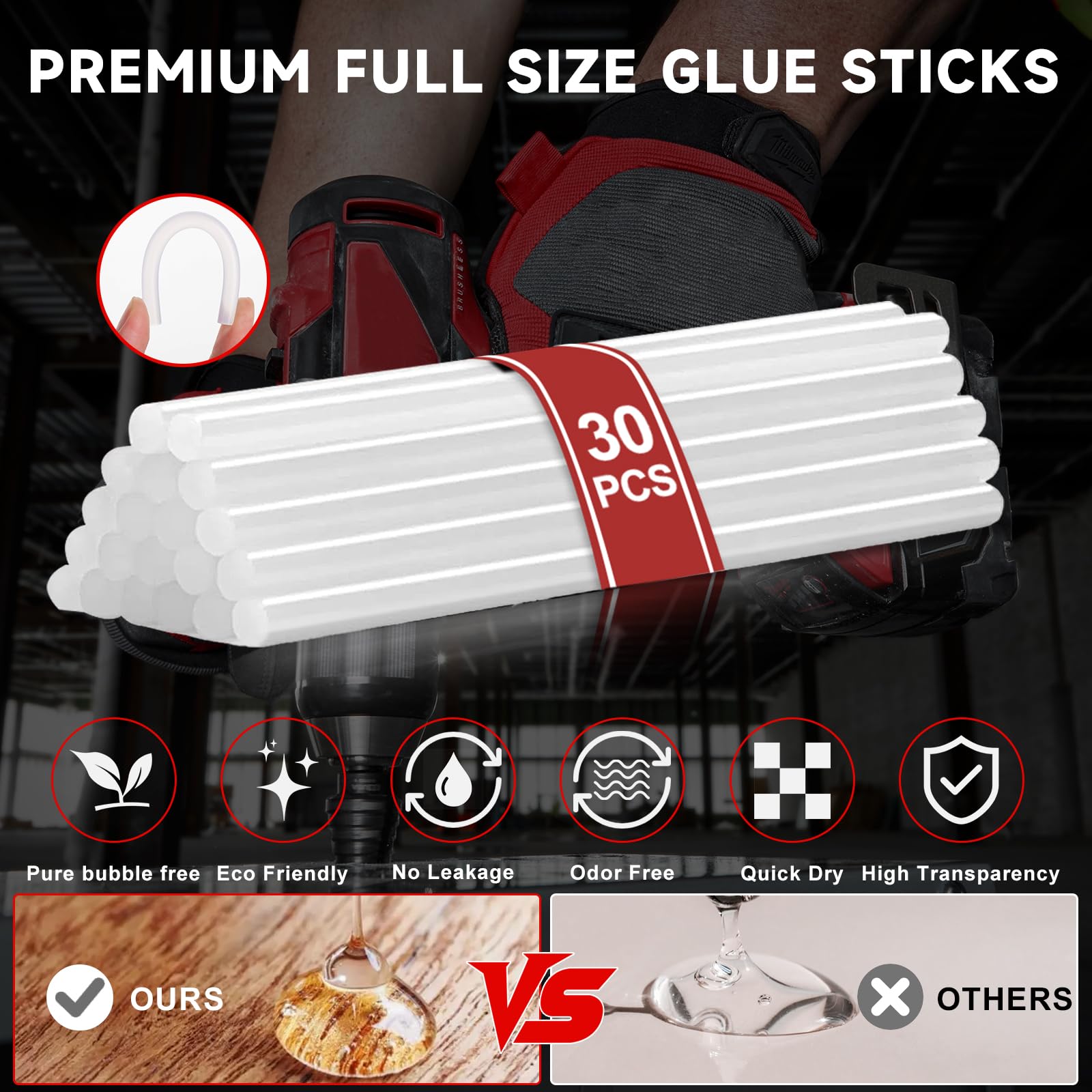 Samvinor glue gun with safety lock and overheat protection.