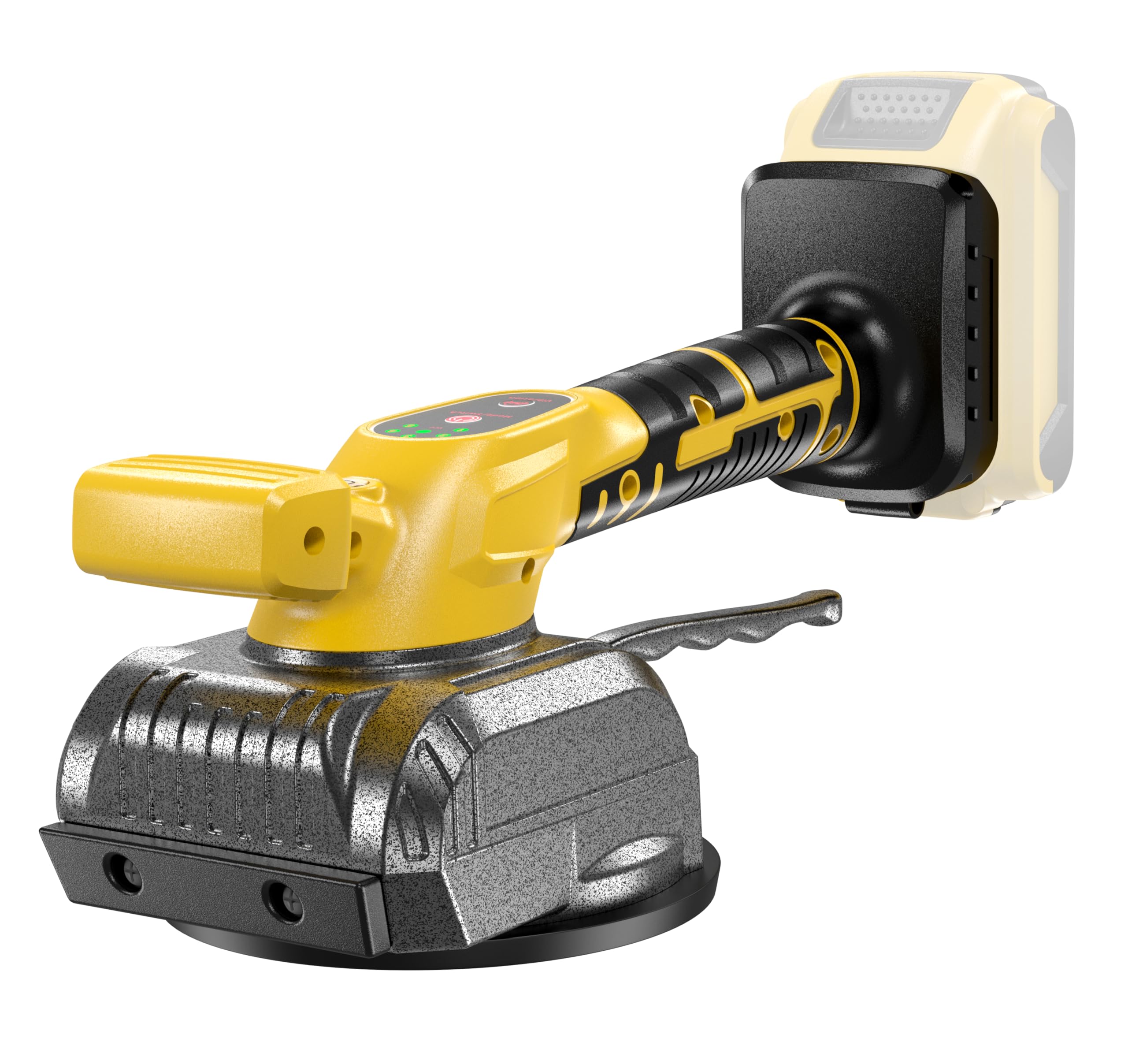 Samvinor tile vibration tool with Dewalt 20V battery for cordless setup.