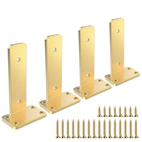 Sanbeeto gold 6-inch floating shelf brackets closeup showing premium steel and corrosion resistance