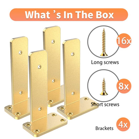 Sanbeeto gold 6-inch brackets hidden design closeup emphasizes clean, seamless floating shelves