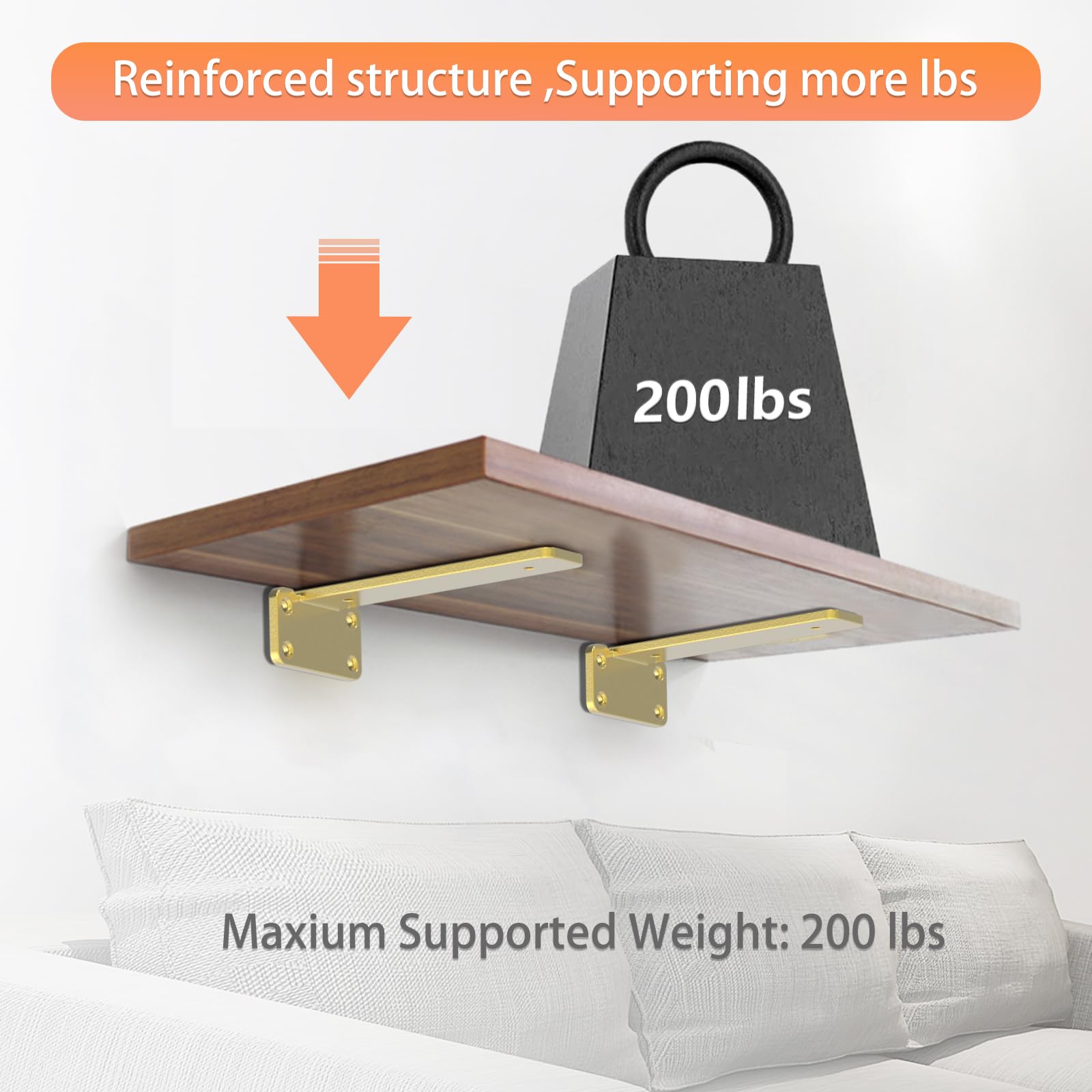 Sanbeeto gold 6-inch brackets close-up wear-resistant finish resists moisture