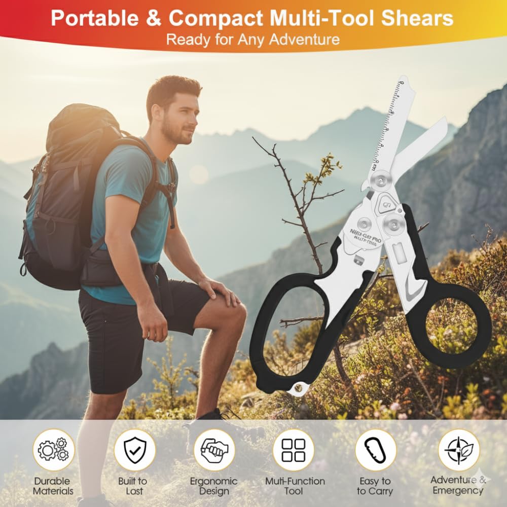 SANBIAOPEN multi-tool trauma shears shown in field rescue setup