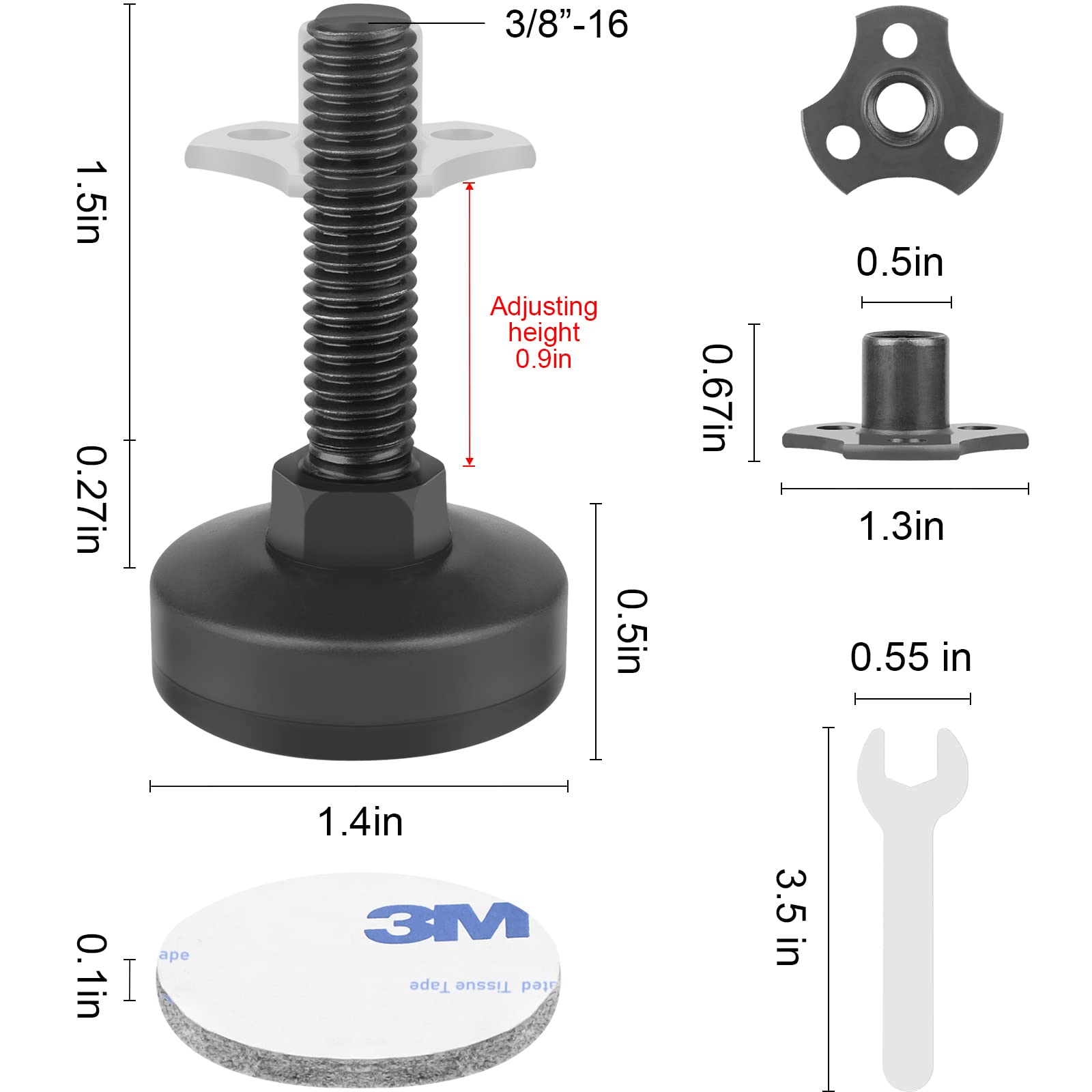 Sanchamy adjustable-height levelers offer 3/4 to 1-3/4 inch range for precise leveling.