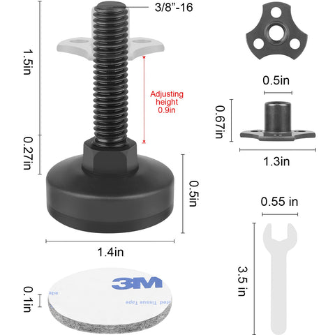Sanchamy adjustable-height levelers offer 3/4 to 1-3/4 inch range for precise leveling.