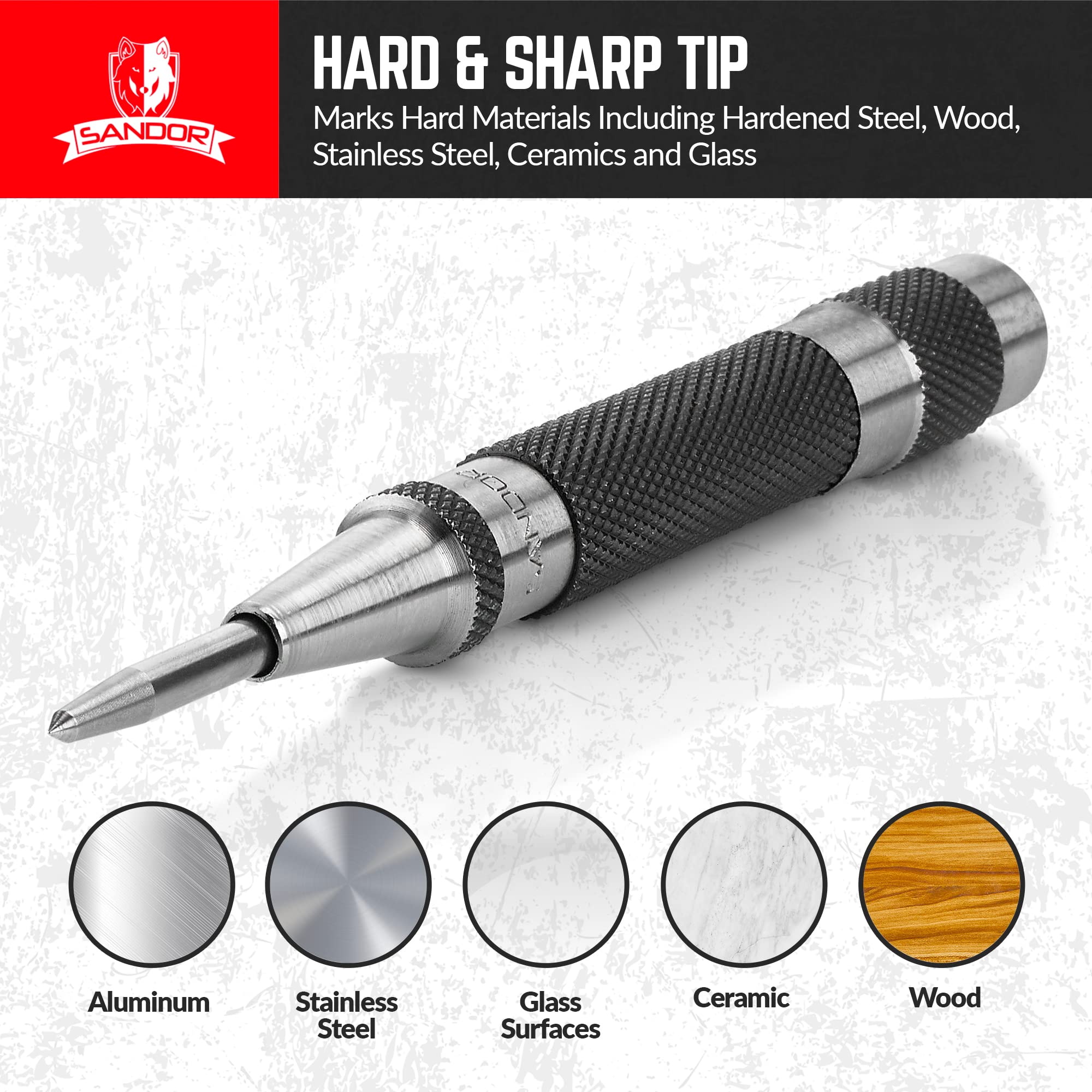 SANDOR adjustable end cap lets you control mark depth.