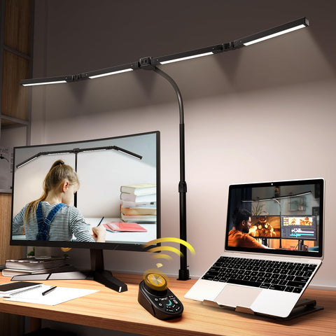 SANDROY VOLT adjustable desk lamp with clip-base for space-saving setup.