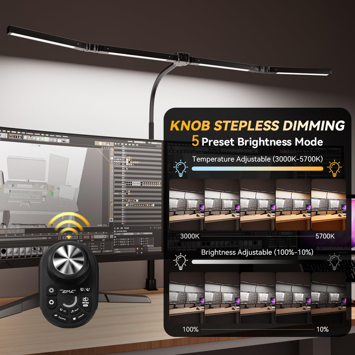 SANDROY VOLT remote-controlled dimming highlights precise brightness and color temp control.