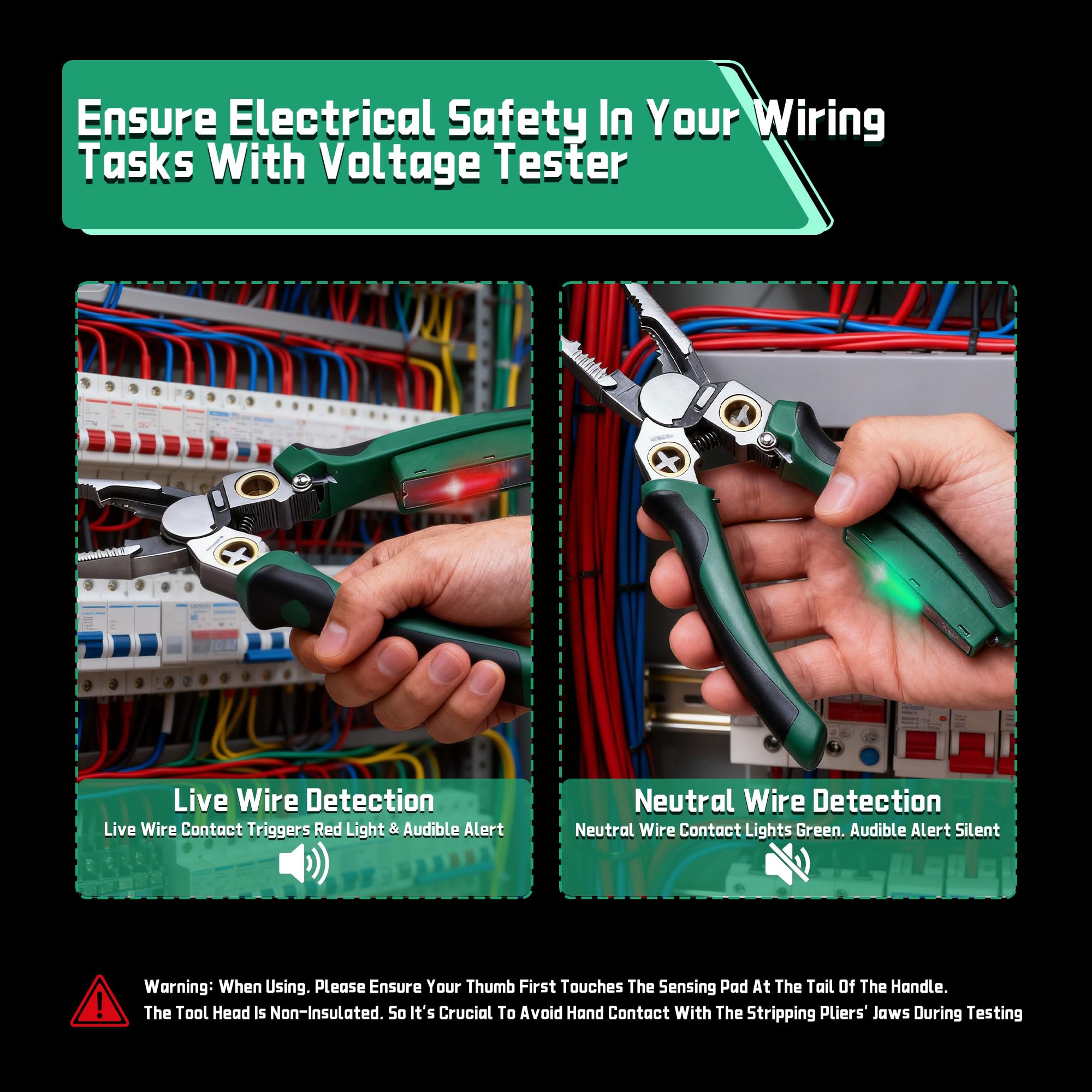 Sanfylikus built-in voltage detection helps identify live wires quickly.