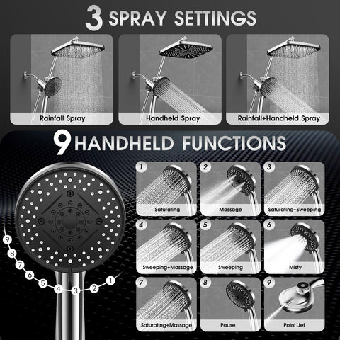 SANISANO magnetic handheld shower head with secure docking and versatile spray