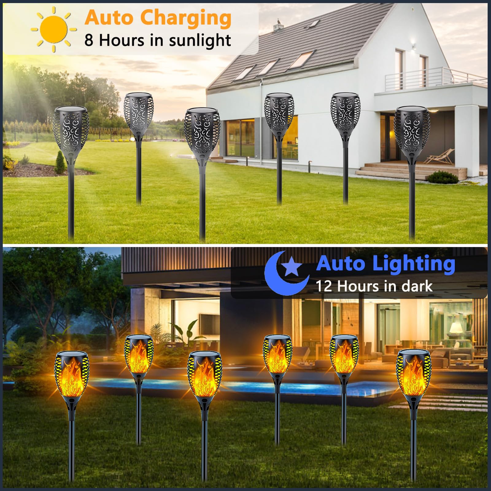 Sanjicha auto on/off dusk-to-dawn simplifies garden illumination.