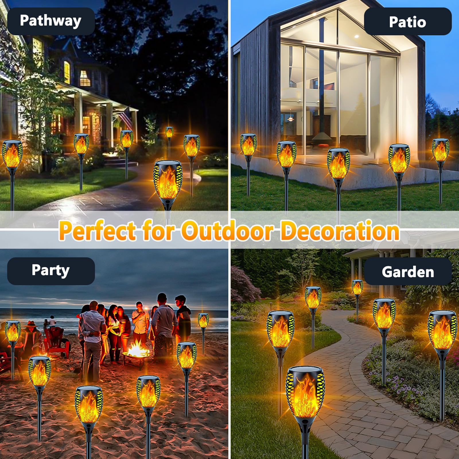 Sanjicha long-working-time durable flame lights stay lit through the night.