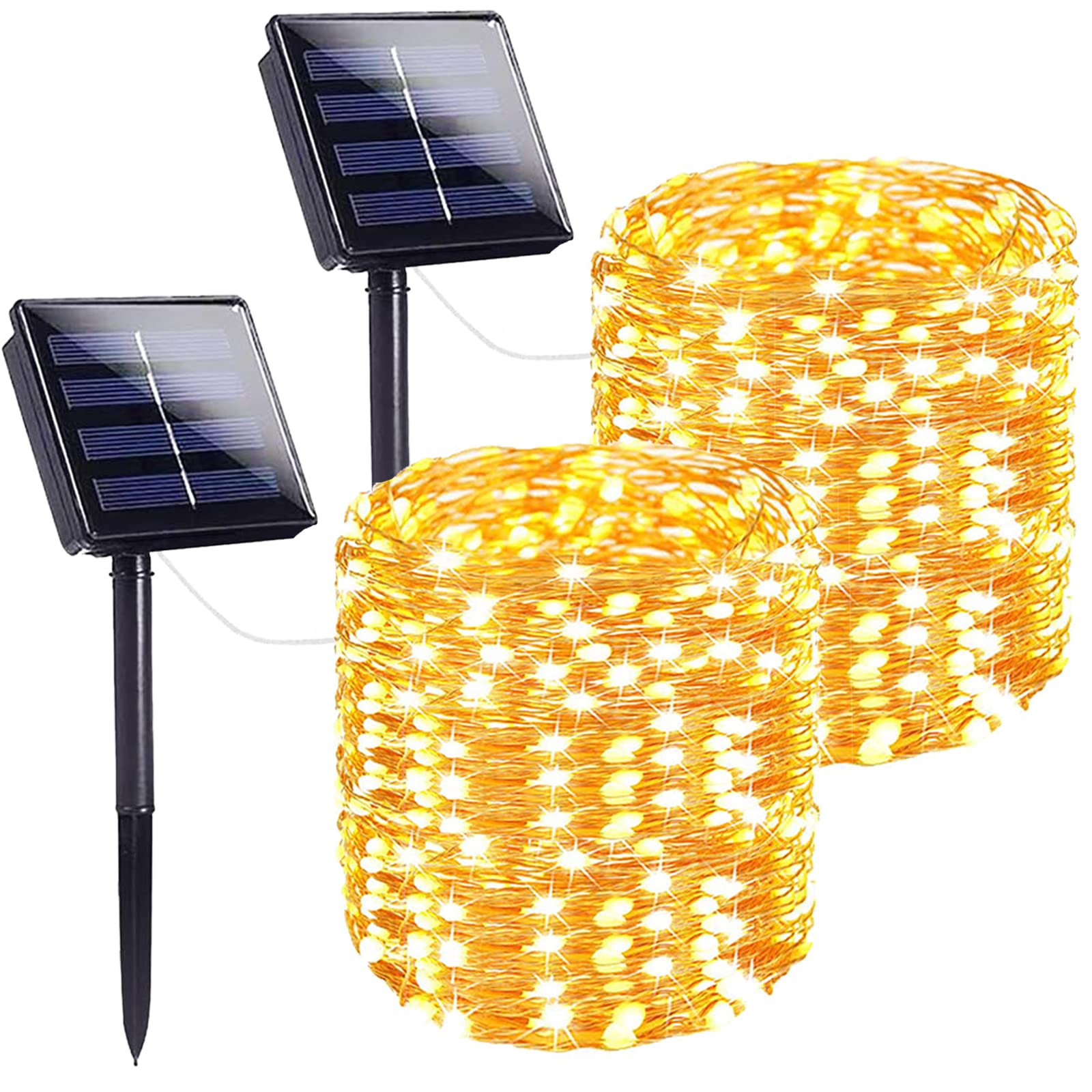 SANJICHA solar string lights wrapped around a tree for a warm, inviting glow.