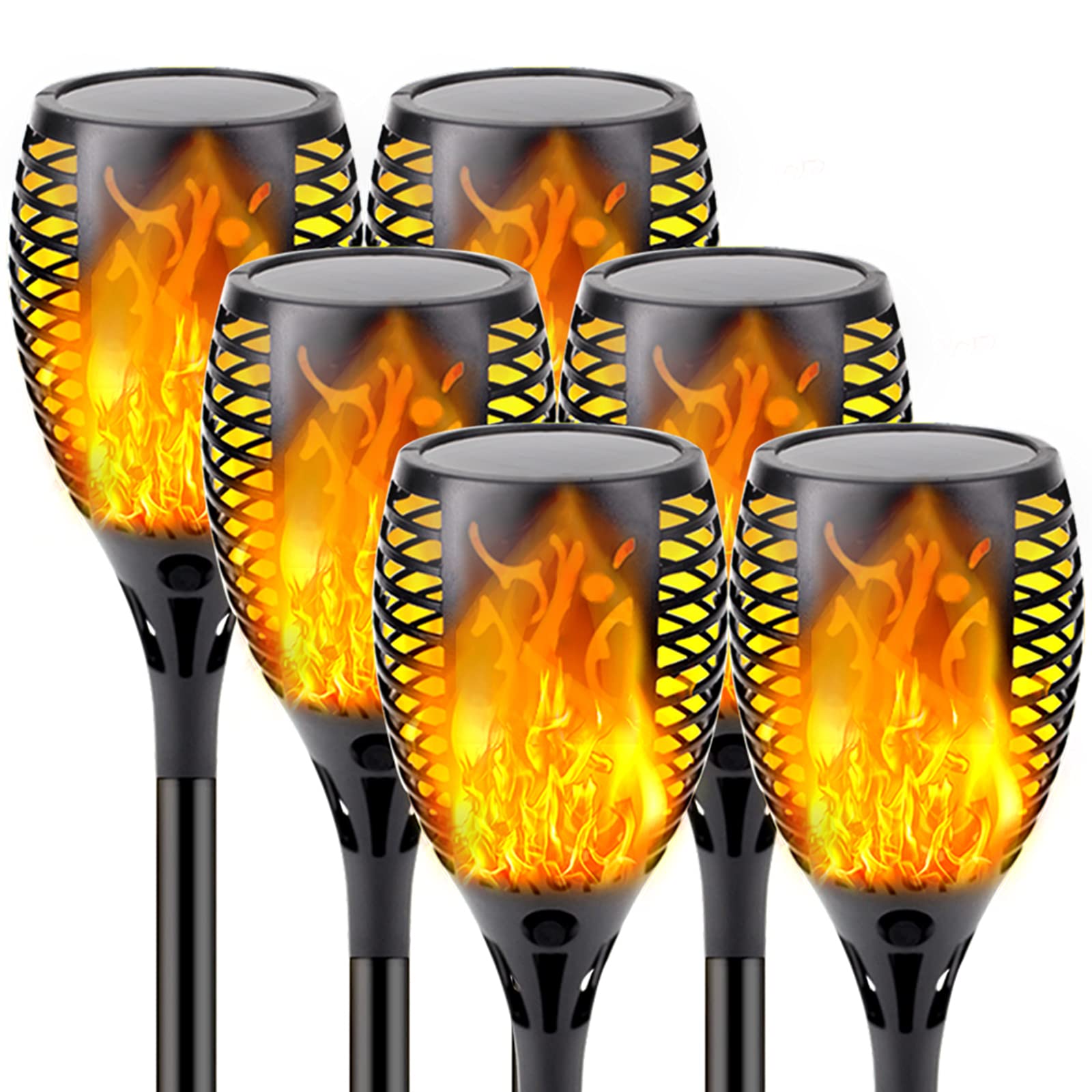 Sanjicha upgraded solar torch flame glow provides safe ambient outdoor lighting.