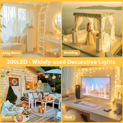 SANJICHA warm white bedroom lights add a soft, romantic ambience.
