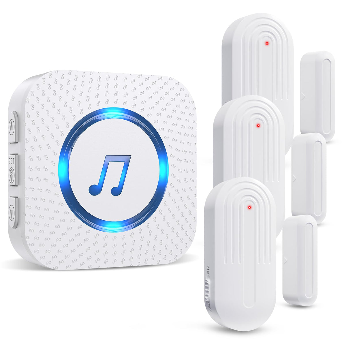 SanJie Door Chime with 3 sensors and 1 receiver monitors multiple entry points.